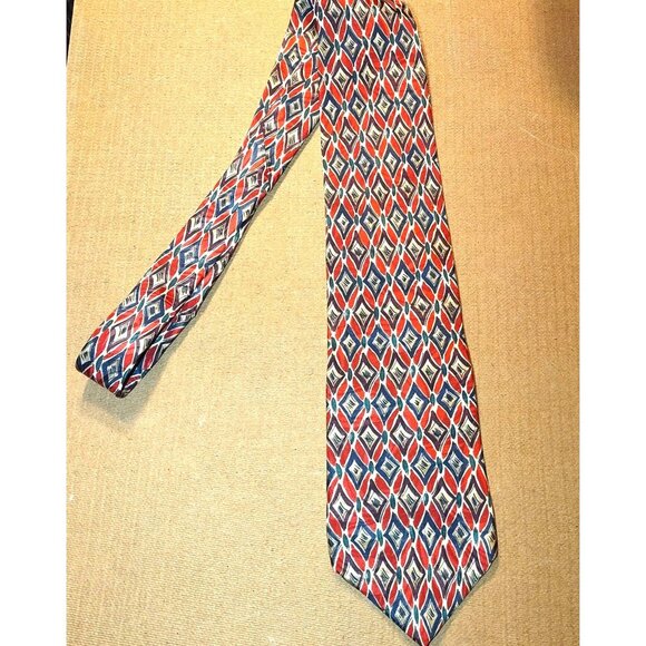 Emoda Other - Vintage Emoda Silk Geometric Pattern Red & Blue Mens Tie
